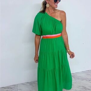 THML Green One-Shoulder Dress; ladies size small—-new with tag!!!